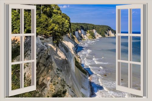 JVERF - JZZA21730 Germany Coast Sea Nationalpark Jasmund Crag| Self-Adhesive Open Window Wall Sticker