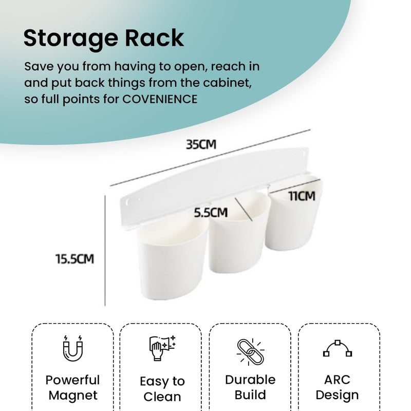 CHESTON Magnetic Fridge Storage - Durable Organizer for Metal Surfaces: Refrigerators, Microwaves, Metal Almirah - Load-Bearing 5kg - Ideal for Cutlery & Stationery