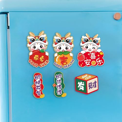 ATORSE® 6Pcs 2024 Chinese New Year Refrigerator Magnets for Spring Festival Party