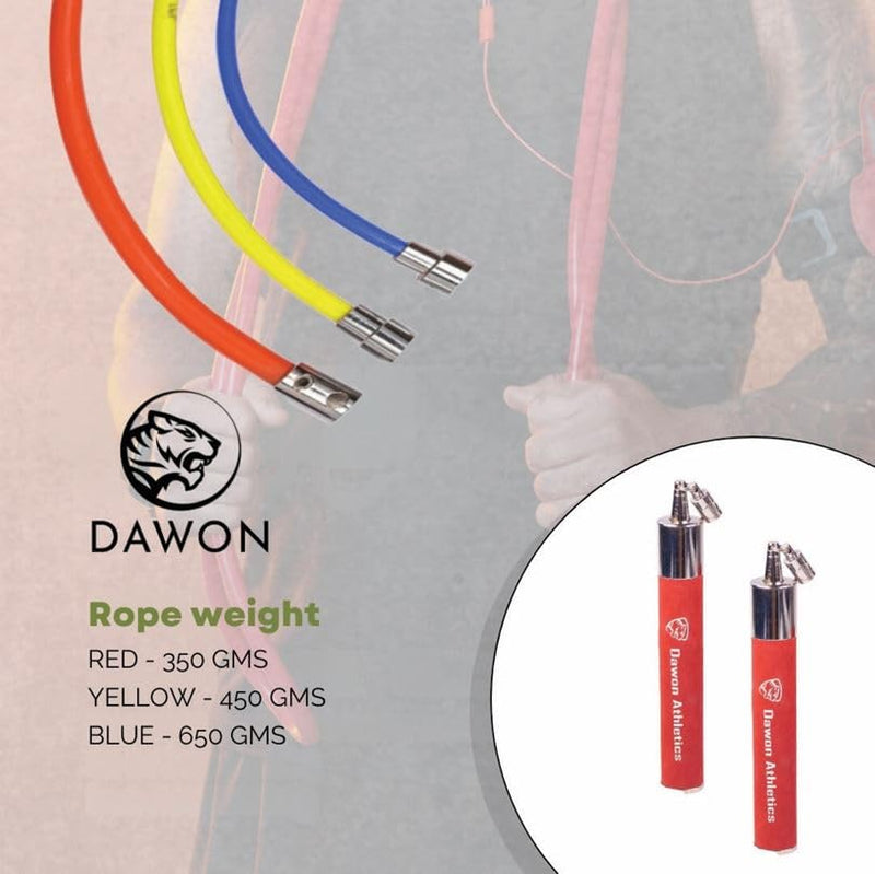 Dawon Athletics Beast Jump Rope Set with Interchangeable Cables, StayFit Fitness Resistance Training, set of 3 weighted ropes 350,450,650 Gms, interchangeable rope (Medium)