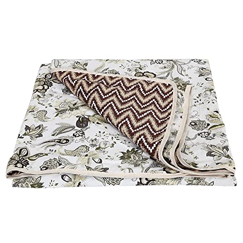 Welfic 100% Heavy Cotton Super Soft Touch Reversible Lightweight Blanket/Dohar (Pattern10, Double Bed 90"X100")