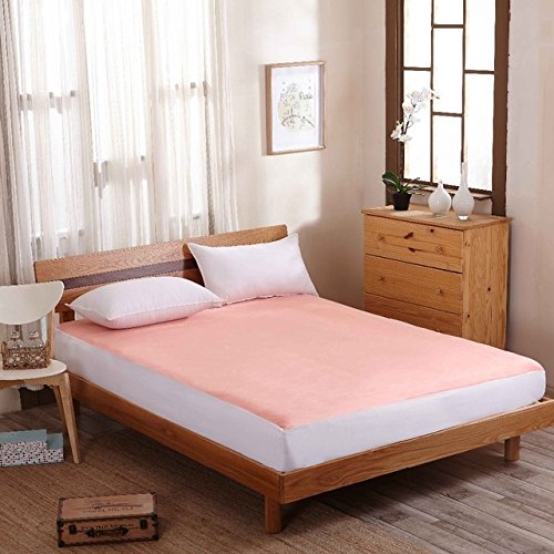 Jaipur Linen Twin Size Bed Microfibre Mattress Padding/Topper with Waterproof and DustProof Mattress Cover/Mattress Protector for 5 Star Hotel Feel- Pink-48 Inch X 75 Inch