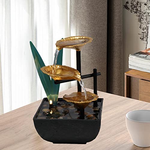 ATORSE® Tabletop Fountain 3-Tier with Light Electric Pump for Meditation Home Decor