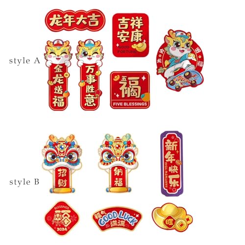 CALANDIS® 6 Pieces Chinese New Year Refrigerator Magnets 3D for Spring Festival Office Style A | 6Pieces Fridge Magnet