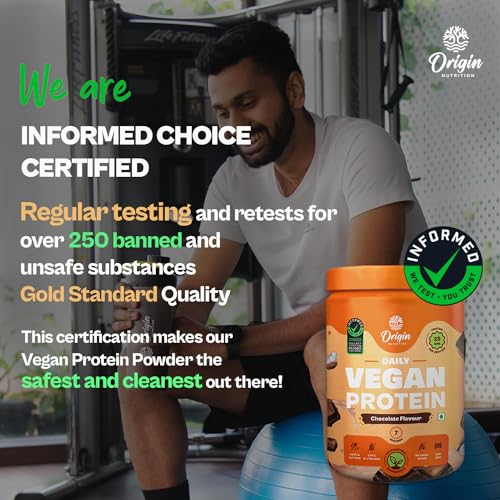 ORIGIN NUTRITION Natural & Vegan Plant Protein Powder|Ranked Best Vegan Protein|Certified 25G European Pea & Pumpkin Seed Protein|Allergen Free & Easy To Digest|Recovery & Fitness|Chocolate,271G