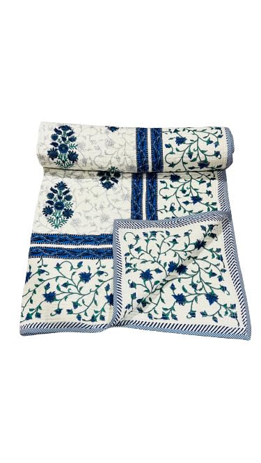 HOMINZO 280 TC Cotton Single Size Quilt Hand Block Print Pure Cotton Single Bed Soft Jaipuri AC/Winter Quilt/Razai for Light Winters (60x90 Inches)