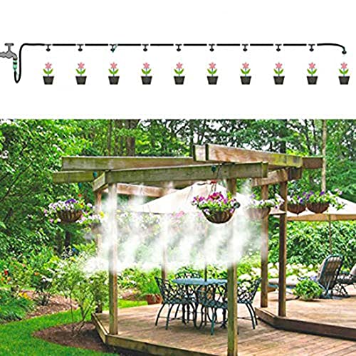 DIY Crafts Water Misting Cooling System Mist Sprinkler Nozzle Outdoor Garden Patio Greenhouse Plants Spray Hose Watering Kit (8 Pcs Misting Kit, Multi Included Pipe + Faucet Connector + Accessory)