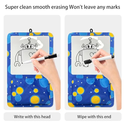 ATORSE® Magnetic Storage Pocket with Message Board for Fridge Whiteboard Home School blue