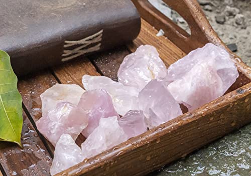 Zaicus Rose Quartz Rough Stone - Raw Stones and Crystals Bulk for Tumbling, Jewelry Making, Cabbing, Lapidary, Fountain Rocks, Decoration, Wire Wrapping, Reiki Crystal (500 Gram)