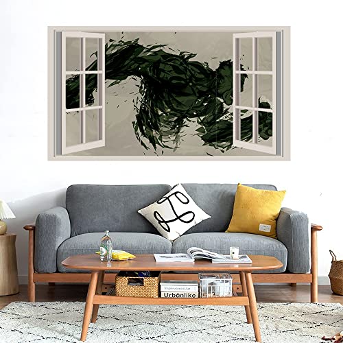 GADGETS WRAP Printed Wall Decal Sticker Fake Window Style Decal (90cm x 50cm) - The Hulk Illustrated