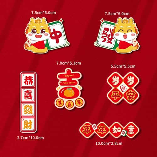 CALANDIS® 6X Chinese New Year Refrigerator Magnets Ornament for Cabinet Door Holiday | 6 Fridge Magnets