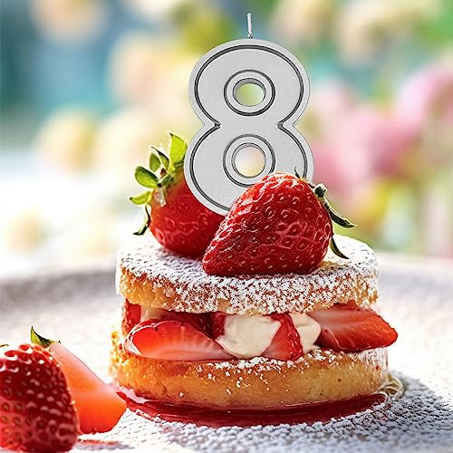 Slive 4 Number Birthday Candle for Cake, 2.76 Inch Number Cake Candles for Wedding Anniversary Decoration Happy Birthday Party Celebration