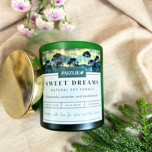 Sweet Dreams Scented Candle | Natural Soy Wax & Organic Essential Oils | Chamomile, Lavender & Sandalwood