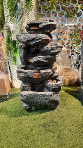 SEPBORN Stone Outdoor Water Fountain, 101cm Tall, Stacked Rock Design