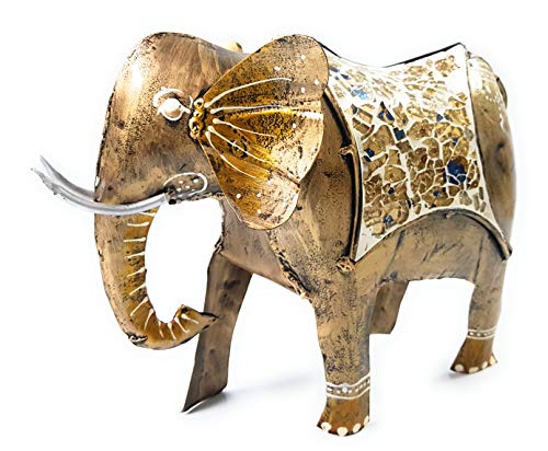 Shubham Creations Rajasthani Iron Walking Elephent Showpiece (11+7 inch)