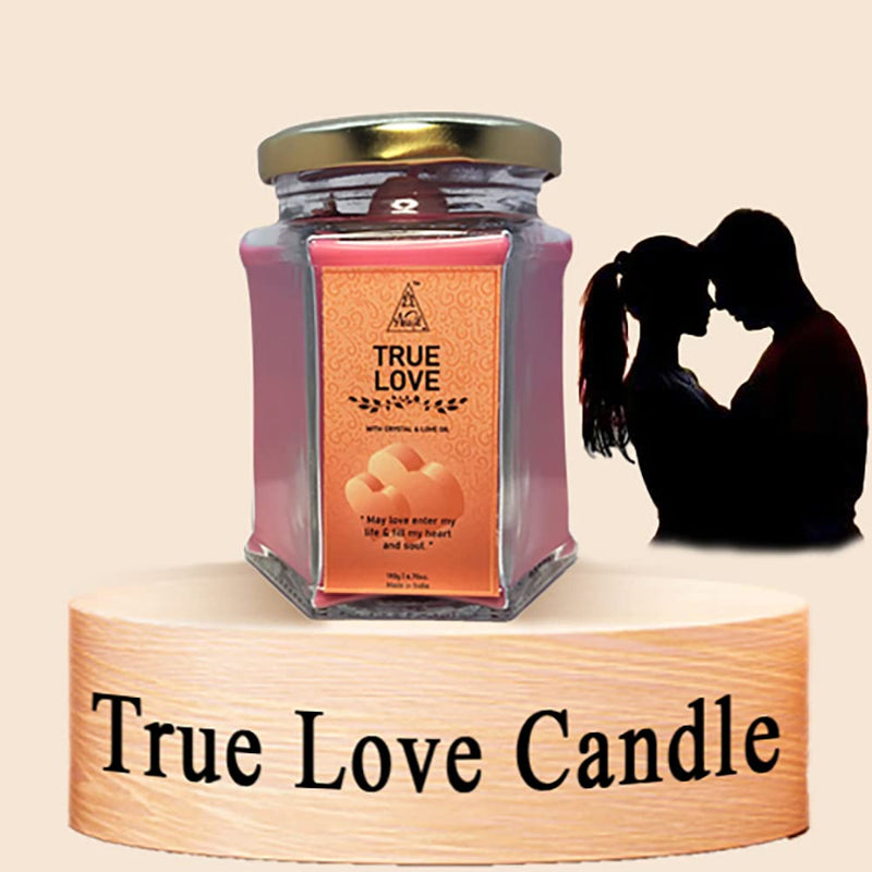 Anshil True Love Candle with Rose Quartz Crystal for Love & Relationship | Spell Candle | Spiritual Candle 50-55 Hours Burning Time (Large) (Hexa)[GET Free Surprise Gift with Every Order]