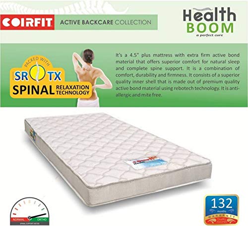 Coirfit Health Boom with SrtX��Technology 4.5-inch Single Size Coir Mattress (Grey, 72x35x4.5)