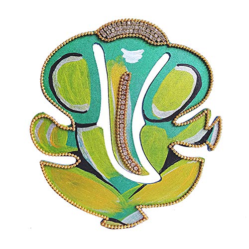 Dhanashree Creation Handmade Ganesha Wooden Magnet (Green,Orange,Red,Black) - Pack of 4