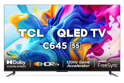 TCL 139 cm (55 inches) 4KUltra HD Smart QLED Google TV 55C645 (Black)