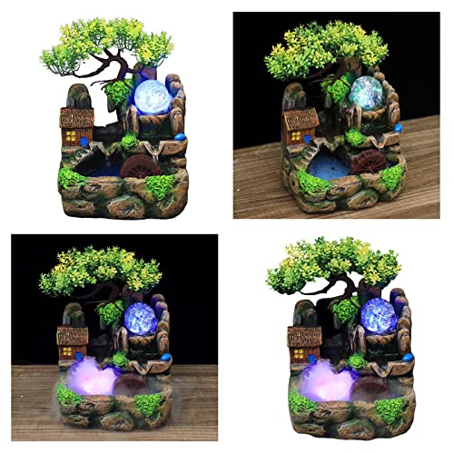 SAZ DEKOR Creative Waterfall Fountain Rockery LED Lights Indoor Meditation non-fog