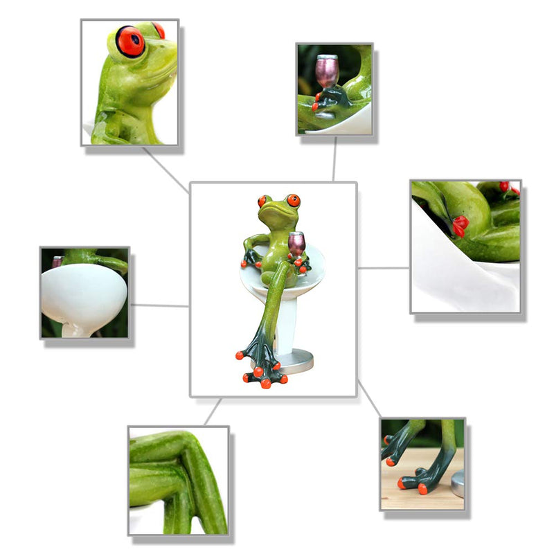 Dorlotou Frog Figurines Statue Cute Funny Seated Frog Sculpture for Home Desk Bathroom Decoration 6088