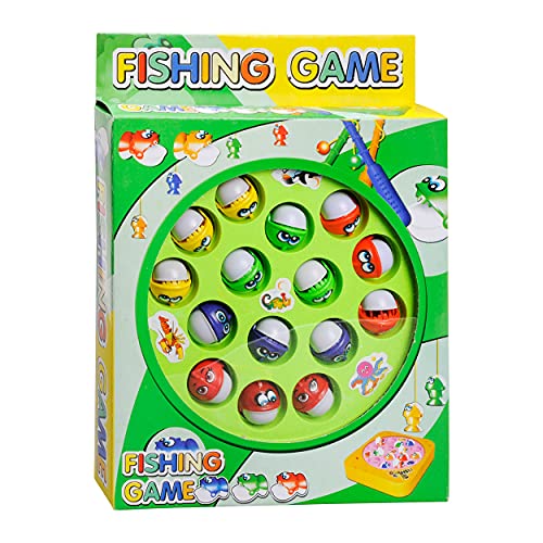 Amitasha Rotating Pond Fish Catcher Game for Kids - 15 Fishes & 3 Fish Catching Rod