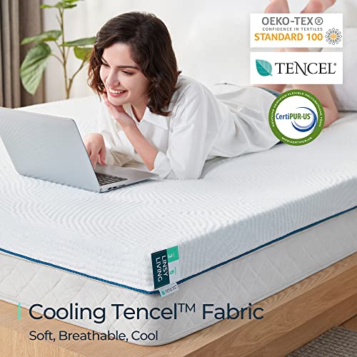 LINSY LIVING 3 Inch Memory Foam Mattress Topper California King, Cooling Gel-Infused Memory Foam, Soft Bed Topper with Tencel™ Cover, CertiPUR-US and Oeko-TEX Certified, CK Size, 84" L * 72" W * 3" H