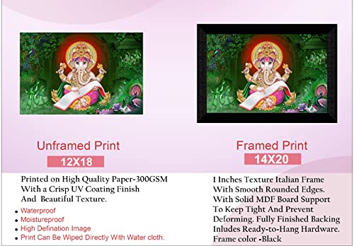 SAF Pack of 1 Ganesha religious modern art wall painting with framed for living room 11 inch x 14 inch CANFM31429