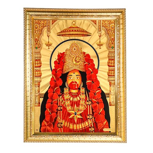 Hawai Gold Plated Maa Tara Wall Hanging Religious Photo Frame for Worship Use SFDI00562GLDFRM