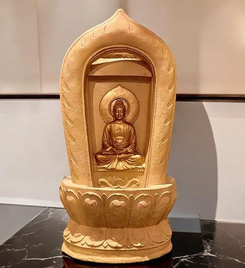 SEPBORN Terracotta Buddha Wall Fountain, 100 cm Height with Light & Pump