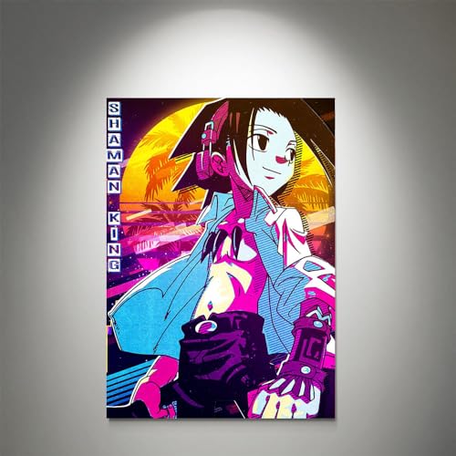 GADGETS WRAP Canvas Gallery Wrap Framed for Home Office Studio Living Room Decoration (11x14inch) - Shaman King Retro