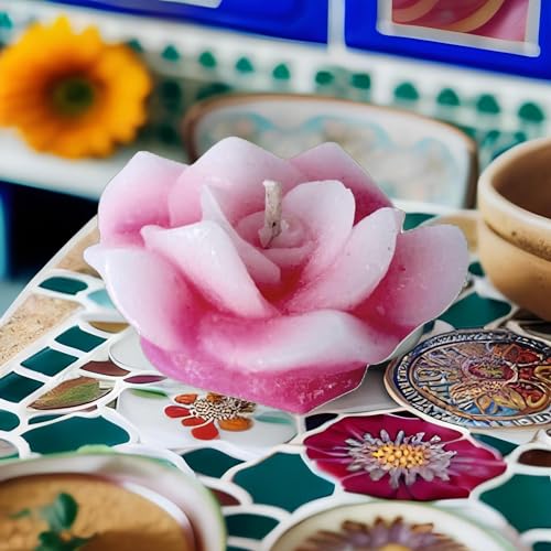 The Decor Affair 12 Pcs Multicolour Rose Flower Wax Floating Candles - Transform Your Space with Water Flower Shaped Diyas/Candles - Perfect for Diwali and New Year Gifts.