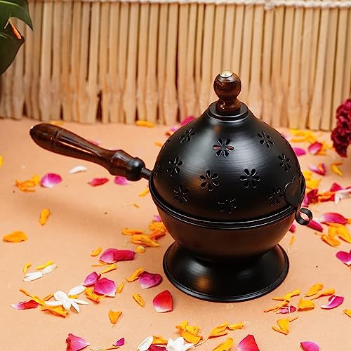 ServDharm Metal Incense Burner Loban Dani Dhoop Dani Aarti Metal Loban Dhoop Dani/Dhoop Dani Burner for Home Office Temple Puja(Round) Metal,Gold