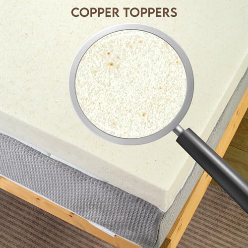 Zutan, 1-Inch Copper-Infused Memory Foam Mattress Toppers, Cooling and Pressure Relieving with Airflow Design,