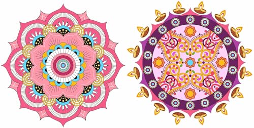 Diwali Special - Colourful Decorative Rangoli Sticker Size- 30 cm x 30 cm Set of 2 (AS162)