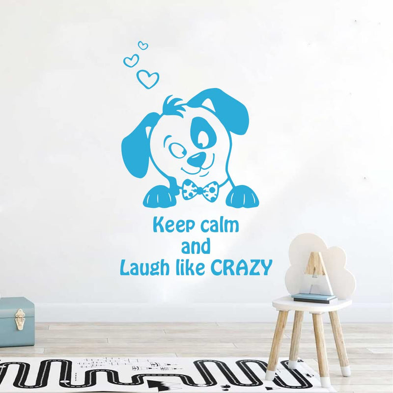 GADGETS WRAP Vinyl Decal Sticker Keep Calm and Laugh Like Crazy Dog Blue (Item Finish Size : 86cm x 56cm)