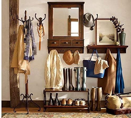 COZY HAUS Wooden Dressing Mirror with Hooks and 3 Storage Drawers