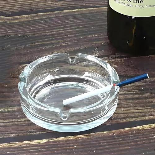 Karma Sales Ashtray Glass Round Cigar Cigarette Table top Ash Tray Indoor Outdoor Home Décor (101MM_Pack of 1)