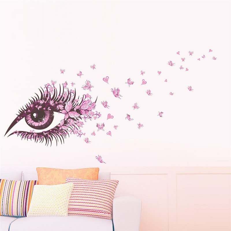 GADGETS WRAP Vinyl Wall Decal Sticker Sexy Lady with Big Eyes Flower Petals Butterfly