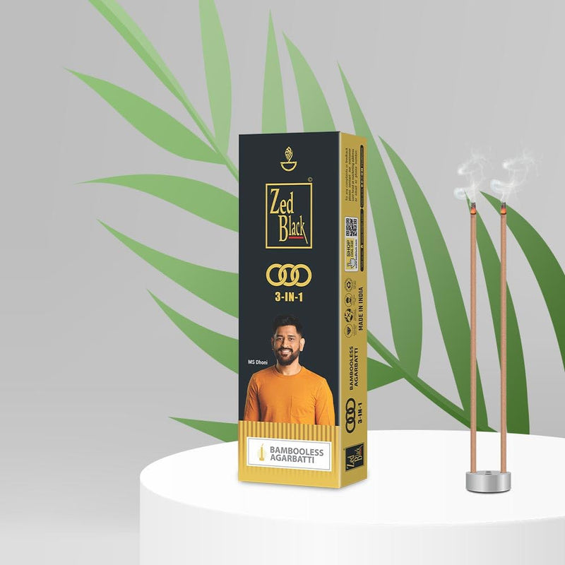 Zed Black 3in1 Bamboo Less Incense Sticks -Pack of 2 (100gm x 2 = 200gm) Three Enchanting fragrances in a Pack