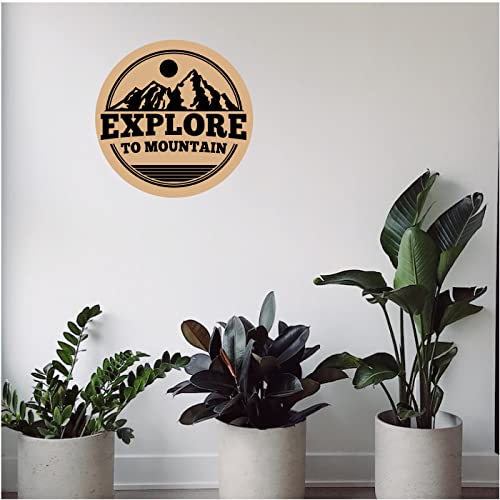 DOTME Travel Explore Mountain Wooden With Vinyl Sticker Decorative Wall Décor Boys Girls Home House Bedroom Living Room House Hall DIY Art 8 INCH (Black)