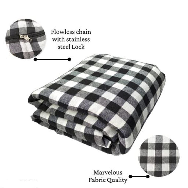 Deevine Craft 4 Inch Thick Pure Pu Foam Mattress Single High Density PU Foam Mattress Extremely Soft Cum Reversible Foldable Dual Comfort Mattress Gingham Plaid Black and White Check 72X35X4 Inches