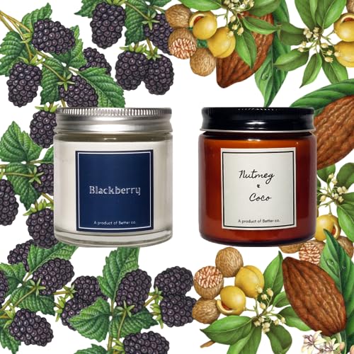 Better co Scented Soy Wax Amber Jar Candle Organic Luxury Aroma Burning Time Upto 20 Hours. Combo Pack of BlackBerry and Lavender.