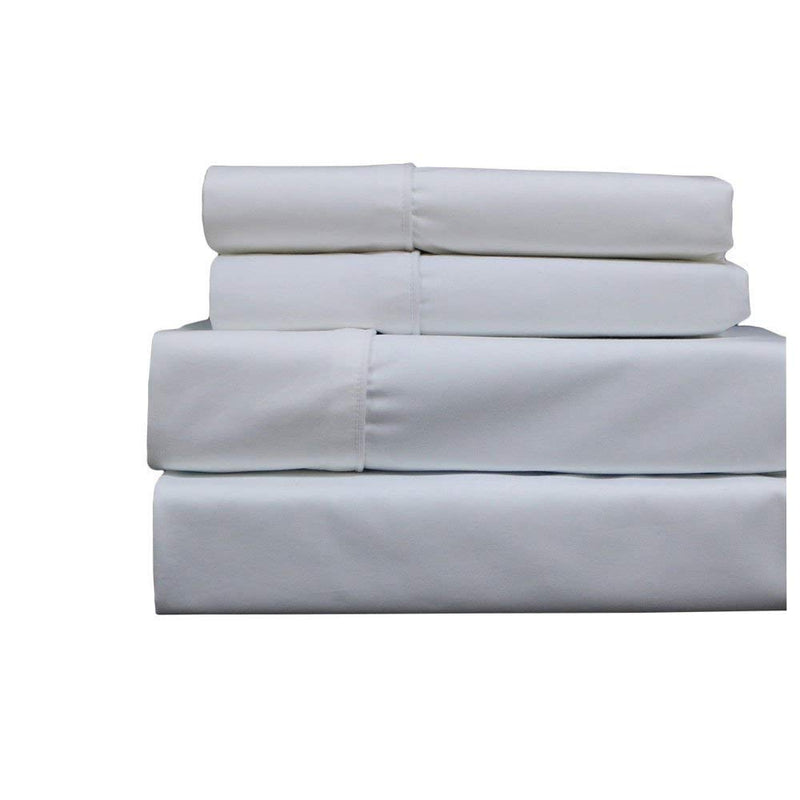 Split-King, White : Split-King: Adjustable King Size White Cotton-Blend Wrinkle-Free Sheets 650-Thread-Count Solid Sheet Set