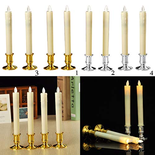 ATORSE® 2Pcs Warm Led Candle Romantic Swing Flame Real Candles Home Wedding Gold A