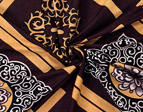 HIYANSHI HOME FURNISHING Microfiber King Size Double Floral Bedsheet with 2 Pillow Covers (Coffee)