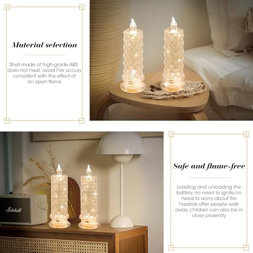 The Decor Affair Rose Shadow Flameless Candles - 2.5x7 Inches of Mesmerizing Flickering LED Magic - Crystal Pillar Candles with Batteries for Creating (8)