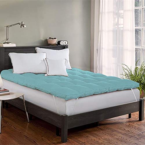 Luxurious Life 2500 GSM Finest Imported Microfiber Double Bed Size Mattress Padding/Topper-Sky Blue (King - 72 x 72)