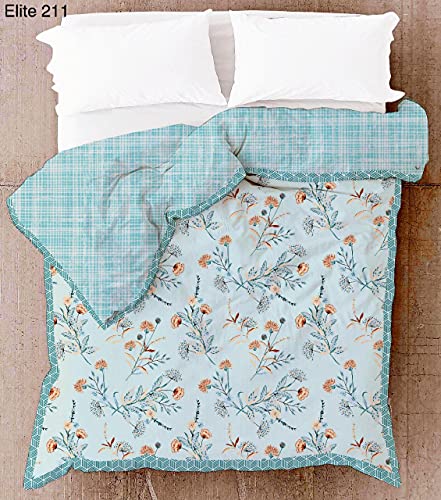 HAWTE Floral Double AC Blanket for AC Room (Cotton, Sky Blue)