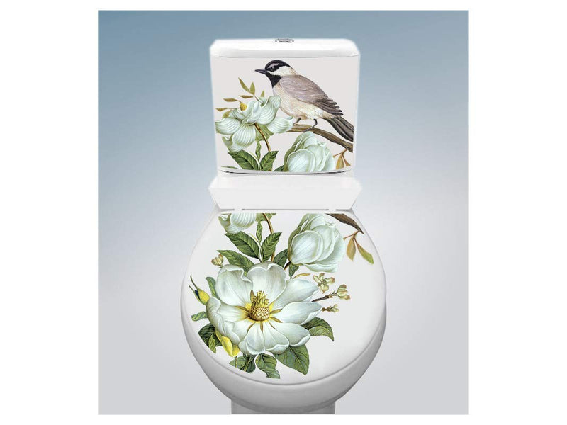 DivineDesigns™ Sparrow Bird & Flower Toilet Seat Sticker (Size :- 38 X 33 cm) Divine Designs™ PVC Vinyl Self-Adhesive Sparrow Bird & Flower Toilet Seat Sticker for Toilet Kamote (15 X 13 INCH) Pack 1